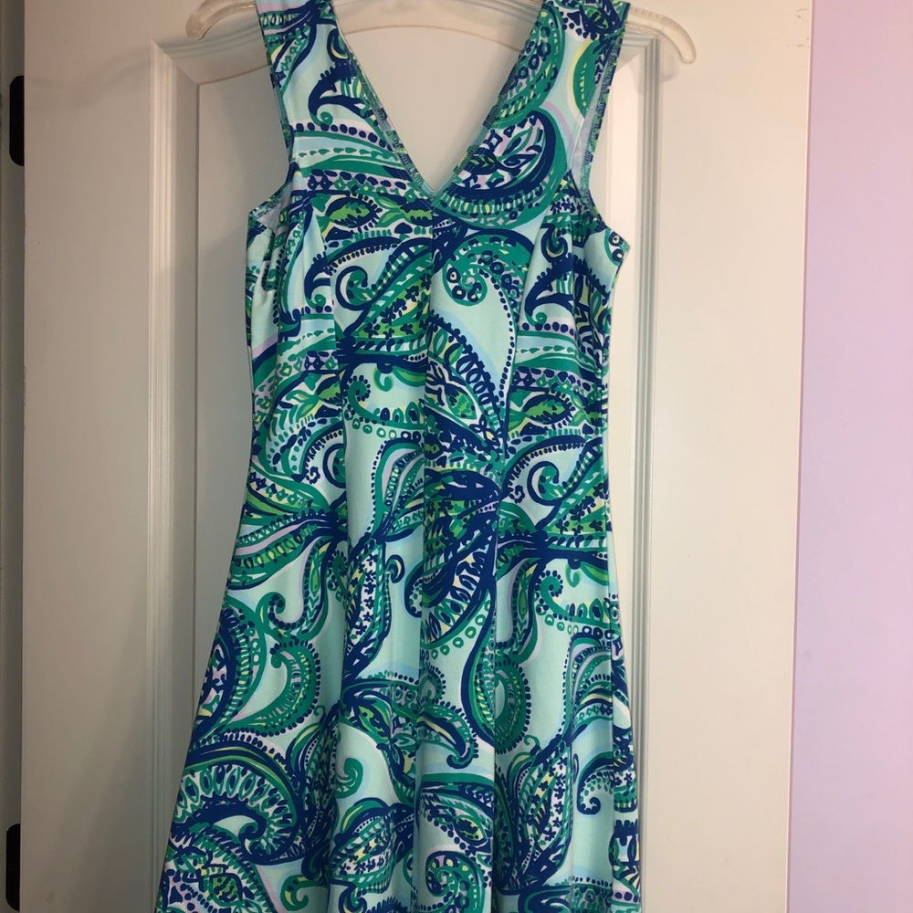 Lilly Pulitzer Blue and Green Floral Dress